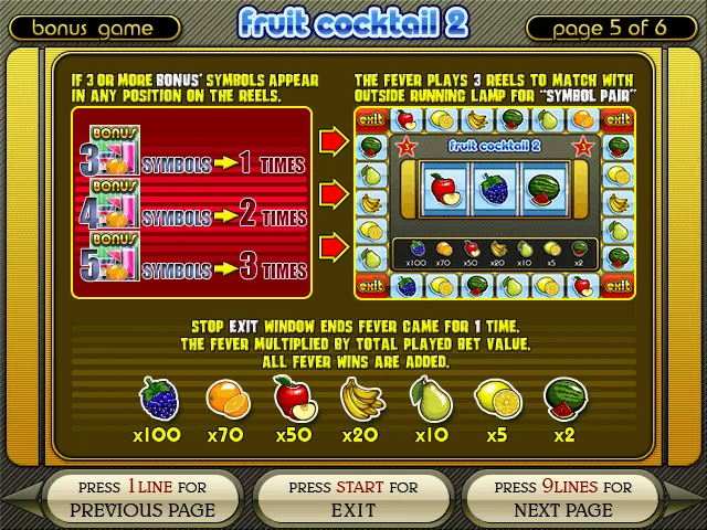 Fruit Cocktail 2 — juego de bonos y multiplicadores