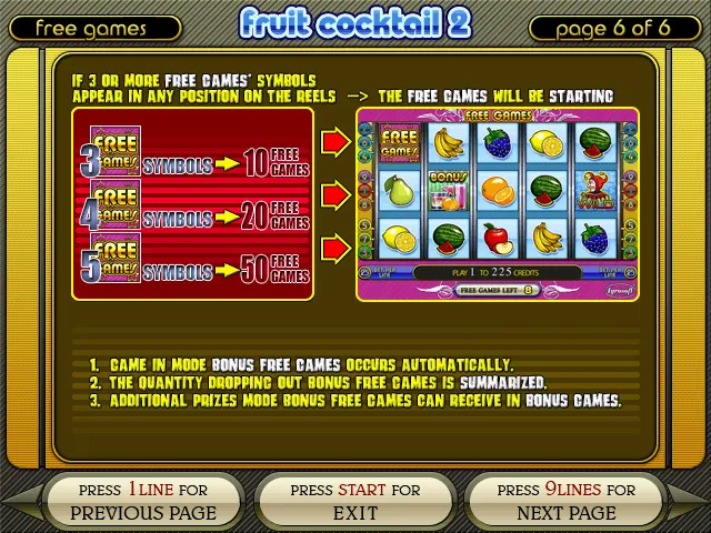 Fruit Cocktail 2 — reglas de los juegos gratis